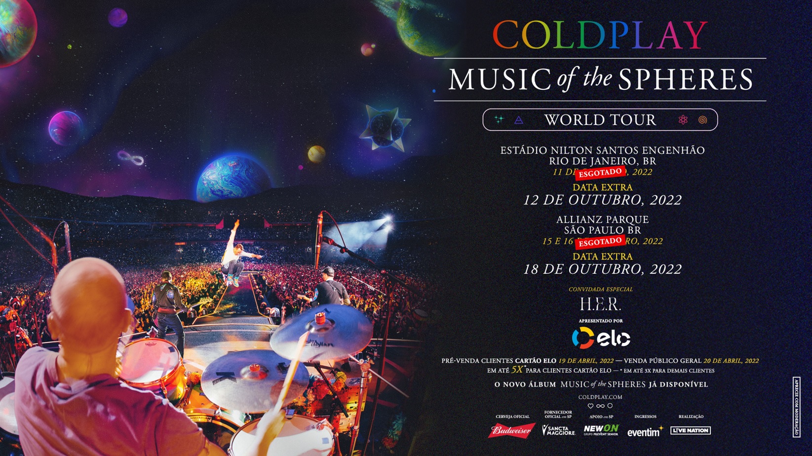  Coldplay anuncia shows extras em São Paulo e no Rio; veja informações